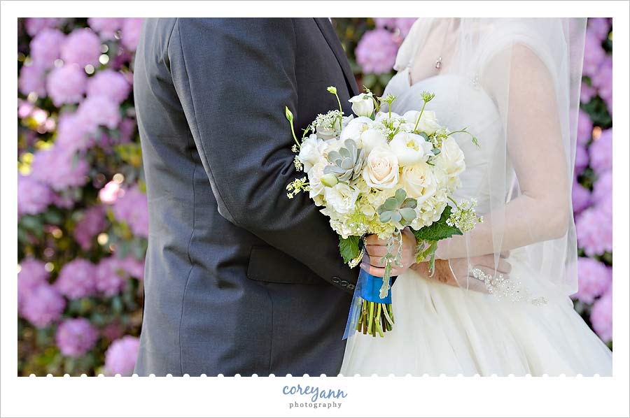 bridal bouquet with succulents by dietz florist in ohio