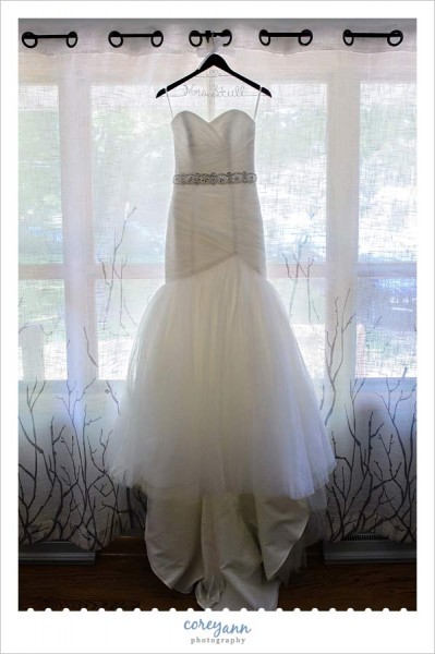 wedding dress with personalized hanger 