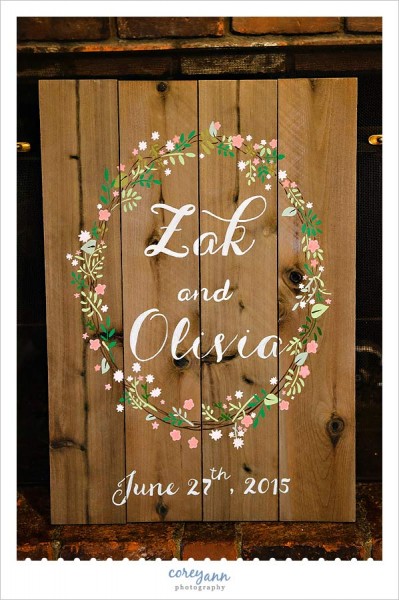 custom wedding sign on wood