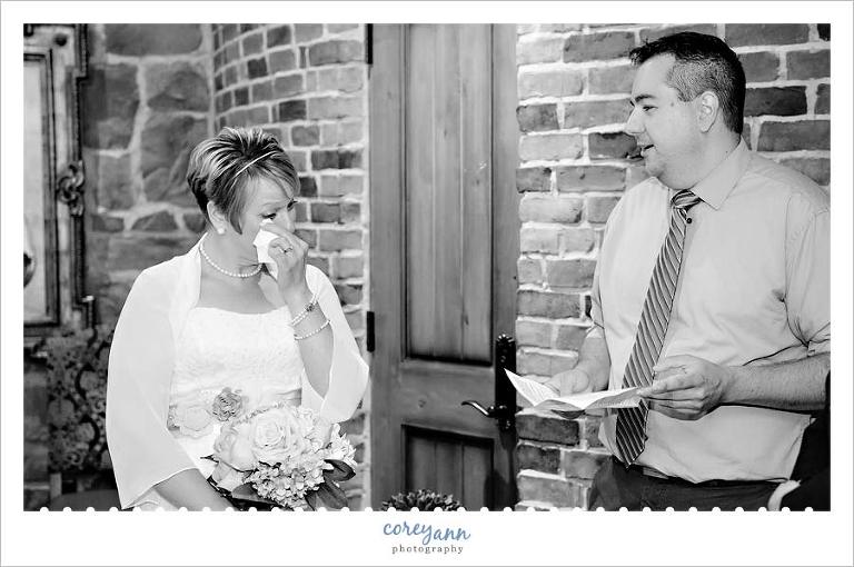 bride tearing up during ceremony  at gervasi 