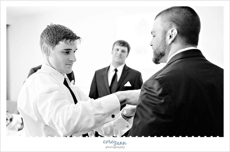 groomsman getting ready at the westin cleveland hotel