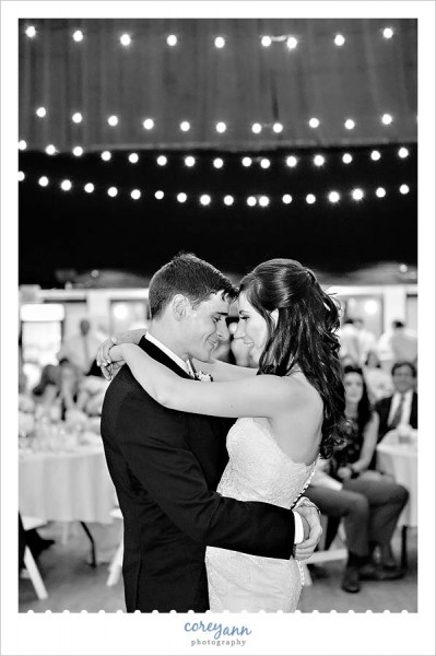 first dance during wedding reception at cleveland public theater