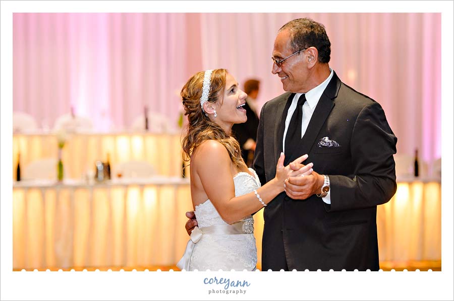 father daughter dance at wedding reception in mentor