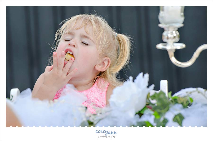 child really happy to eat cheese