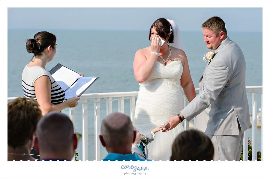 bride crying during wedding ceremony
