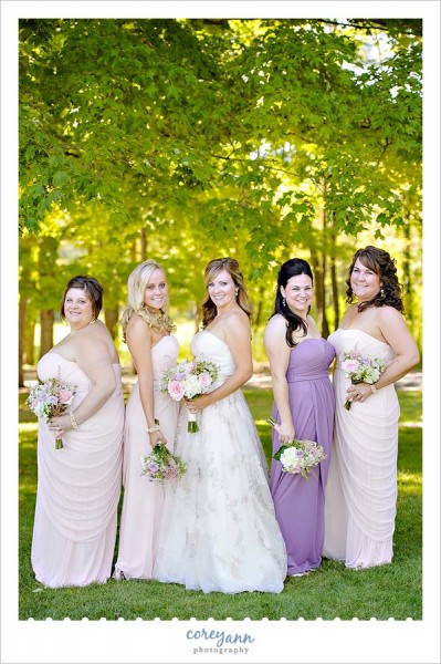 bridesmaids before wedding at tanglewood club in ohio
