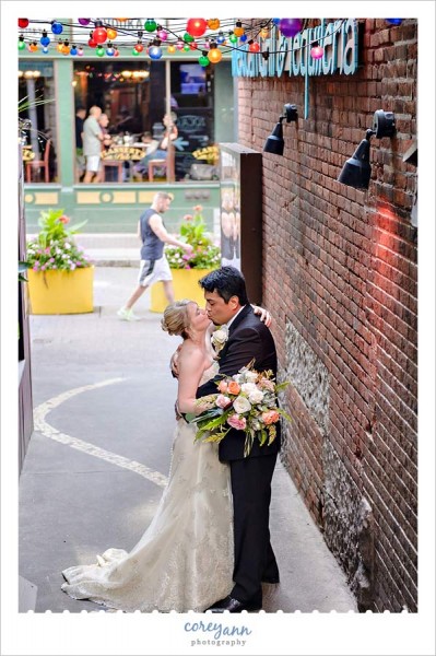 wedding portrait on east 4th street in cleveland ohio