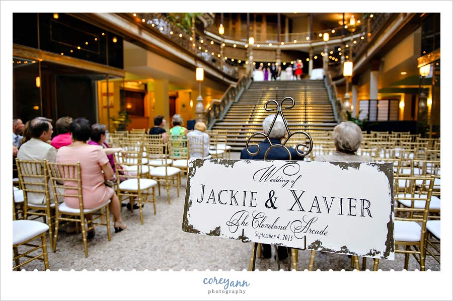 wedding ceremony at the hyatt arcade in cleveland