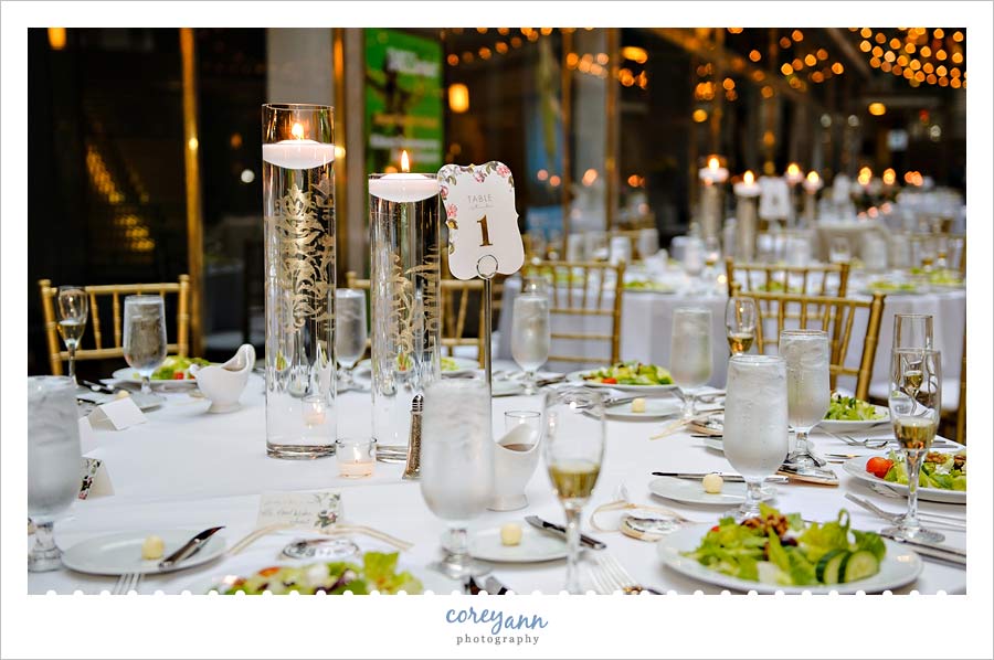 wedding reception setup at the hyatt arcade in cleveland ohio