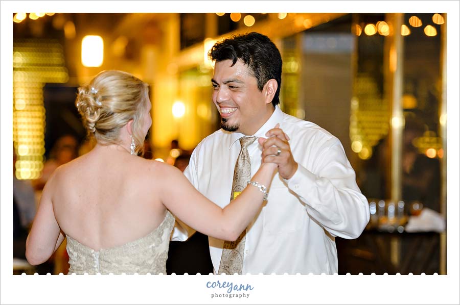 first dance at wedding reception at the hyatt arcade