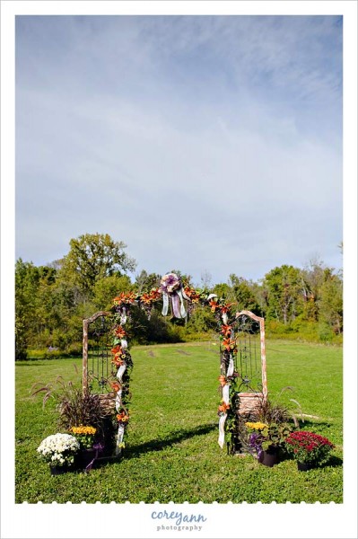 rustic gate for ceremony altar at wedding ceremony