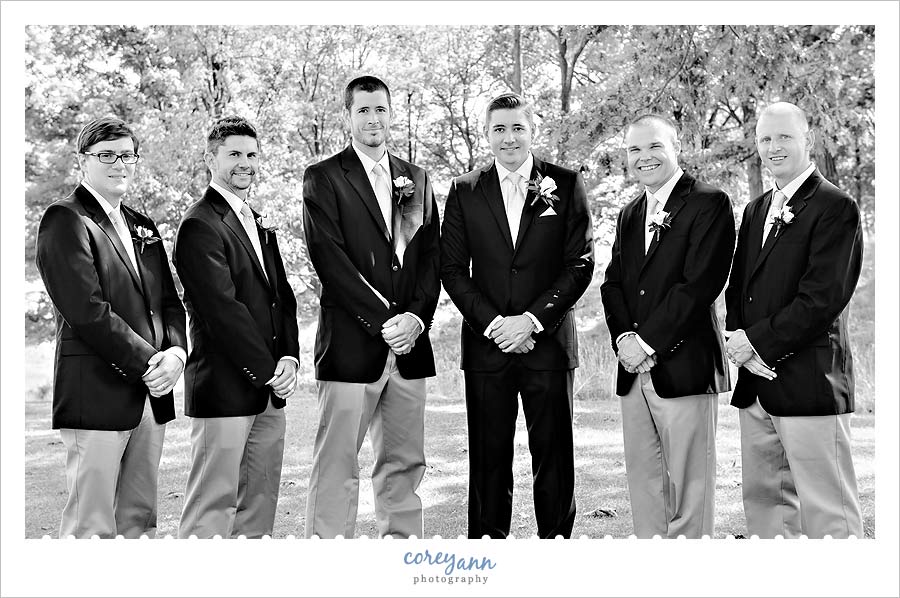 groomsman and groom in khakis in ohio