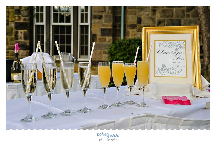 champagne bar with mimosa and bellini at a cocktail hour