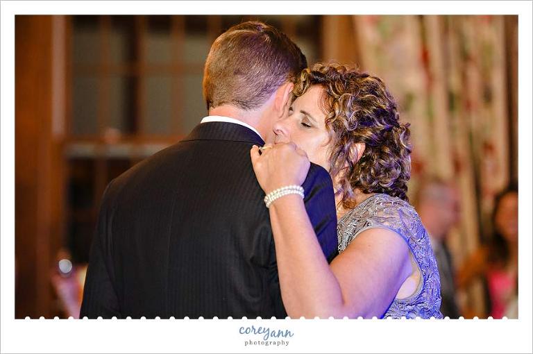 mother son dance during wedding reception in mayfield ohio