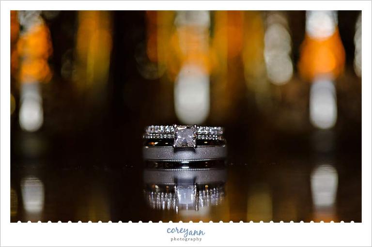 wedding rings with reflection 