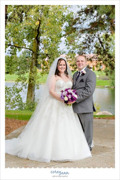 bride and groom wedding portrait at  williams on the lake in medina