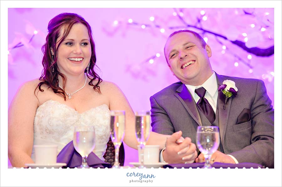 laughing during wedding toast