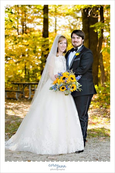 bride and groom portrait in ohio park