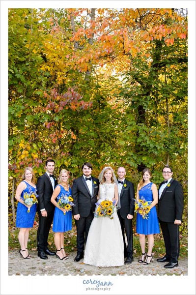 blue and yellow bridal party