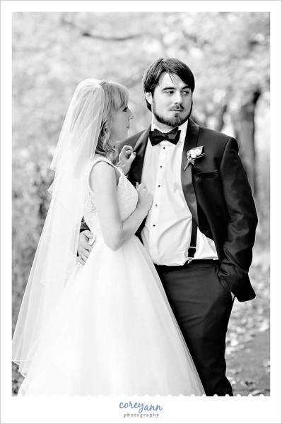 bride and groom portrait in black and white