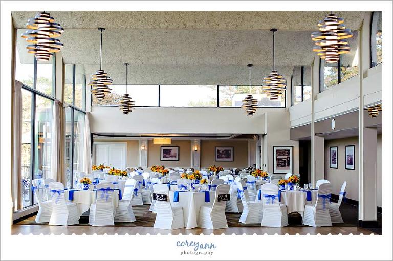 blue reception decor at silver lake country club