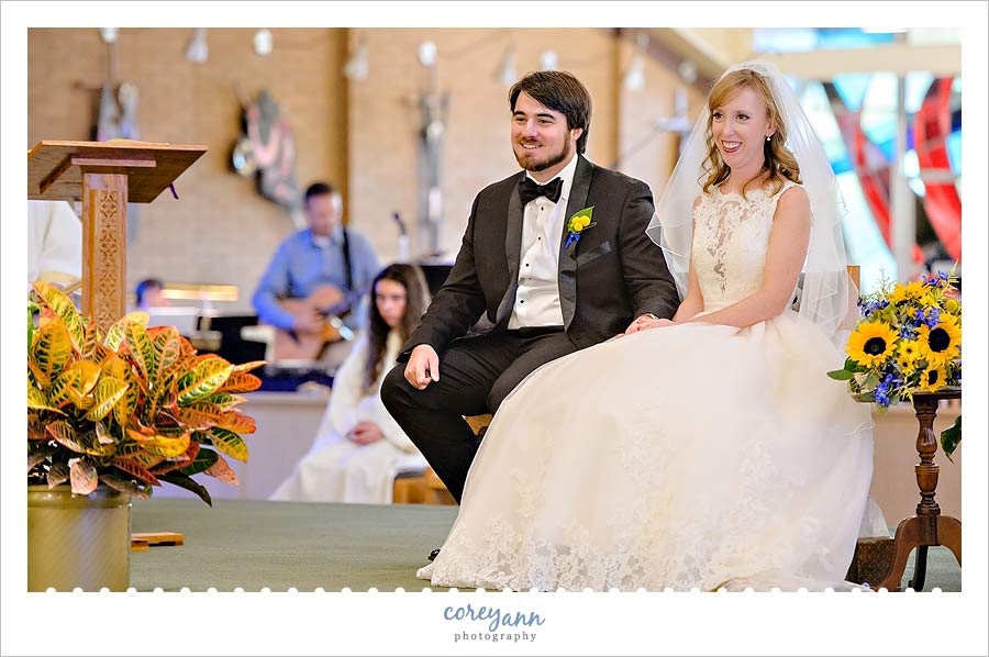 wedding ceremony at holy family church in ohio