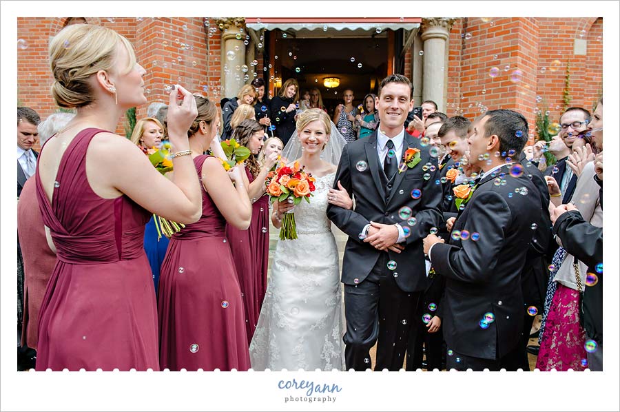 bubble exit from wedding ceremony in avon ohio