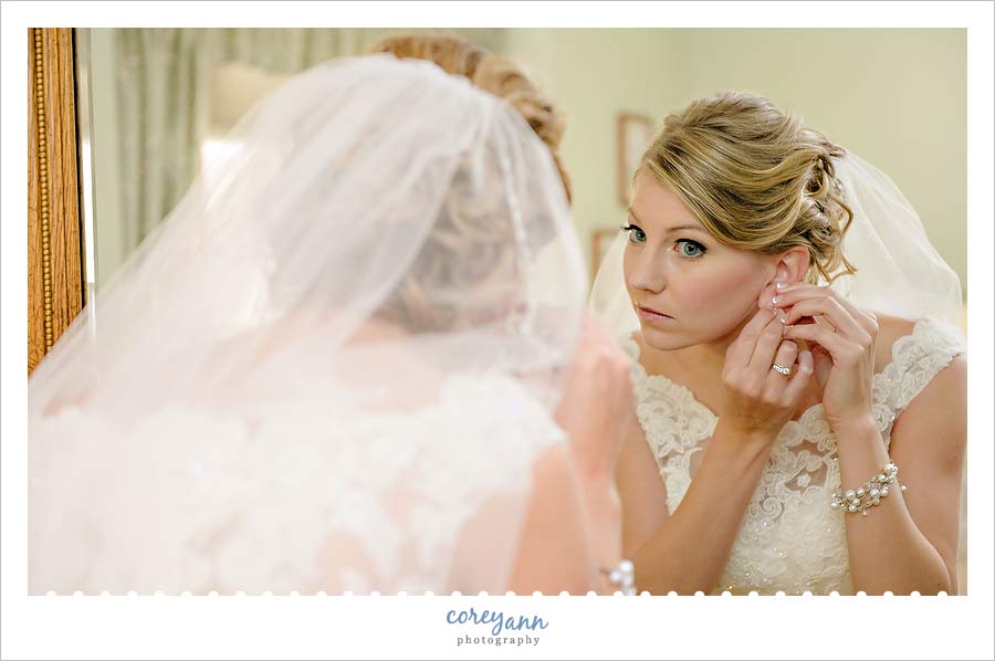 bride getting ready before wedding in ohio
