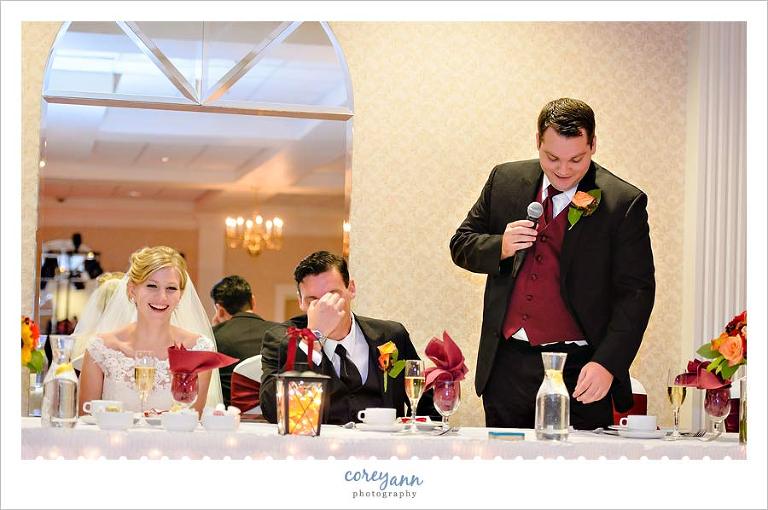 best man toast during wedding reception in avon ohio