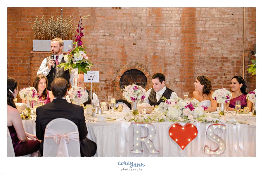 first toast at wedding reception at windows on the river in cleveland ohio