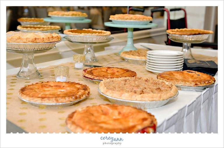 various pies at wedding reception the avalon inn in boardman ohio