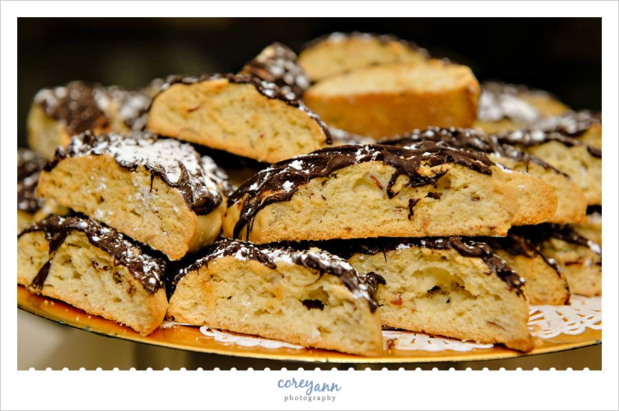 biscotti at wedding reception in ohio valley