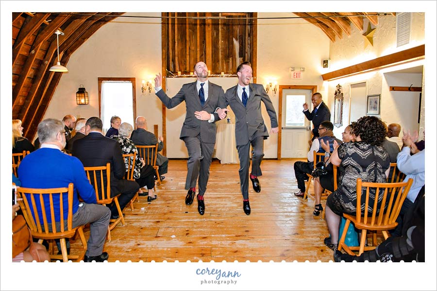 groomsman skipping down the aisle