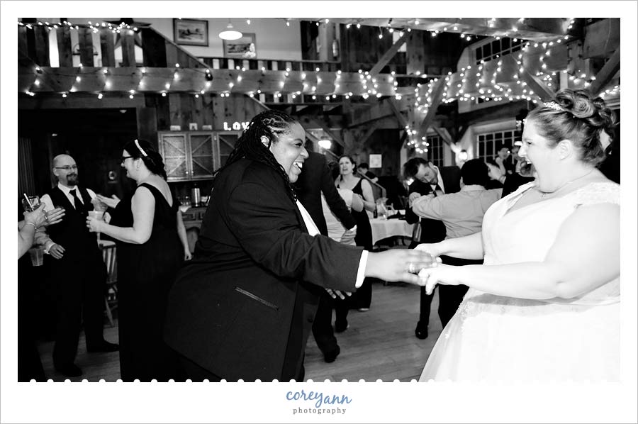 active dance floor during wedding reception at bittersweet farms