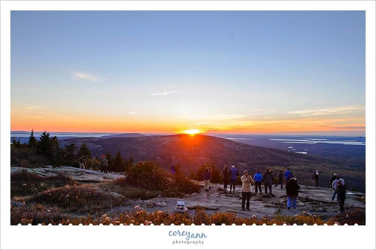 People Viewing the Sunset at Cadillac Mountain