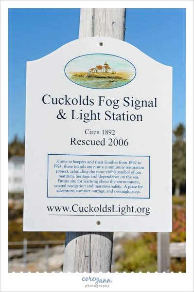 Sign About Cuckolds Light in Maine