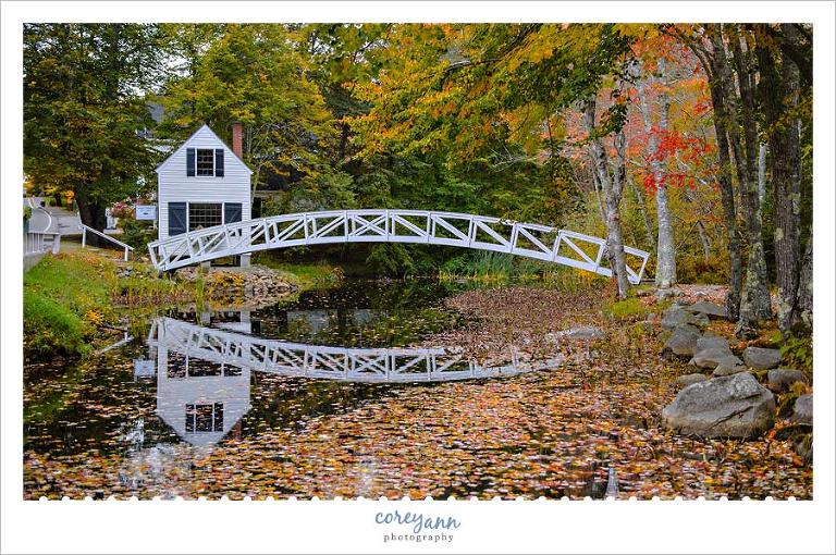 Somesville Bridge in Maine with foliage
