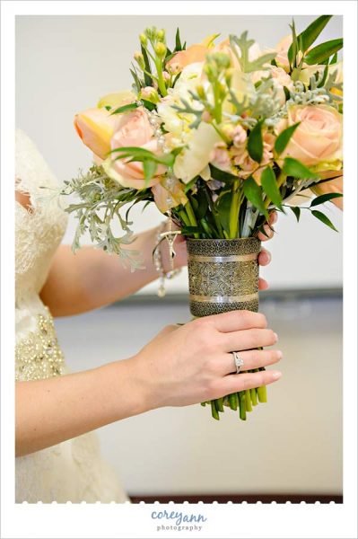 Peach and Grey Tulip Wedding Bouquet by Nikki's Perfect Petal