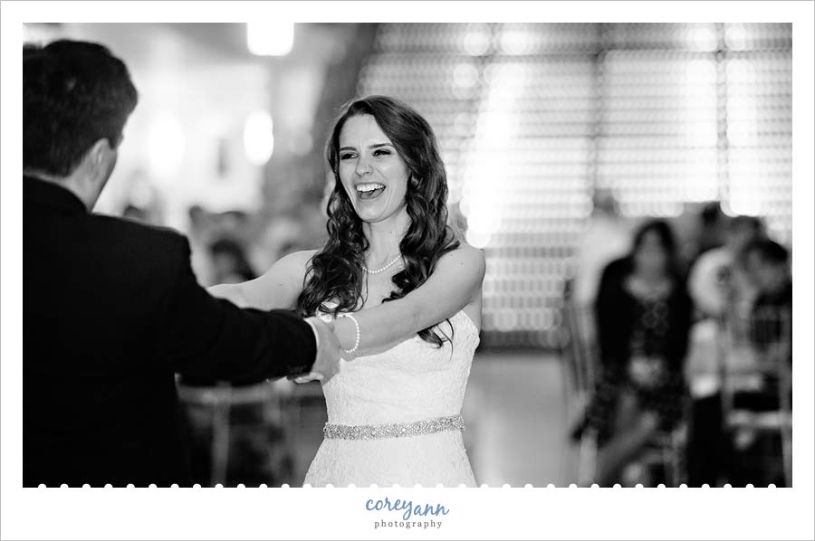 Bride and Groom Laugh during first dance