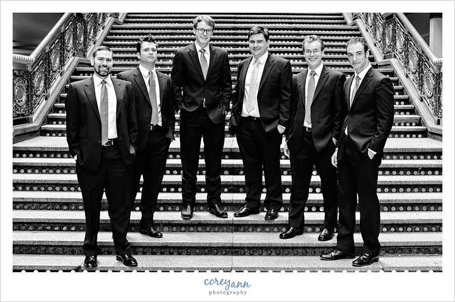 Black and White Groomsman Portrait at Hyatt Arcade