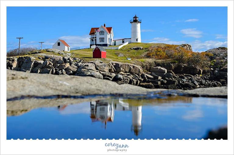 Nubble Lighthouse in York Maine on a sunny day