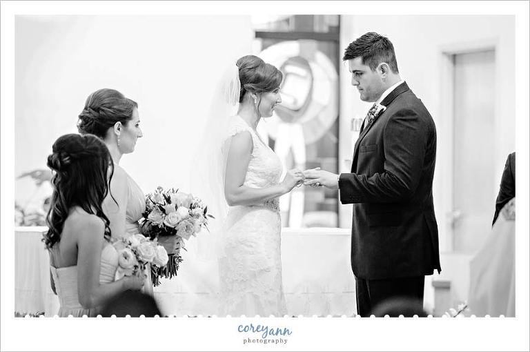 Ring exchange during catholic wedding in Ohio