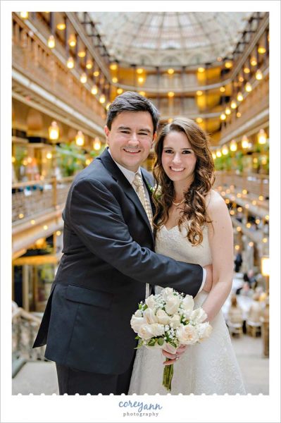 Wedding Picture inside the Hyatt Regency Arcade in Cleveland