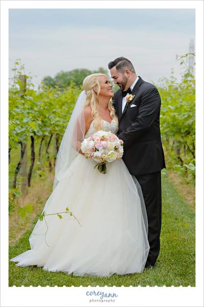 Wedding portrait in vineyard in Canton Ohio
