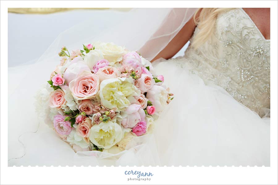 Pink Peony and Rose Wedding Bridal Bouquet