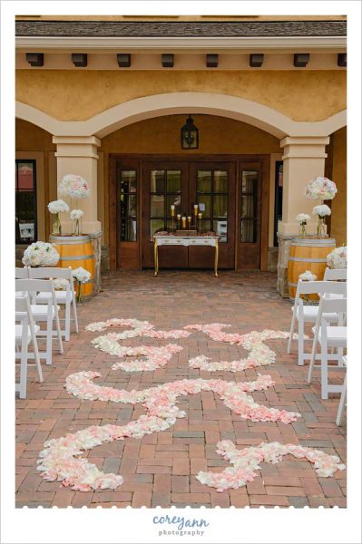 Pink Petals on aisle in scroll pattern