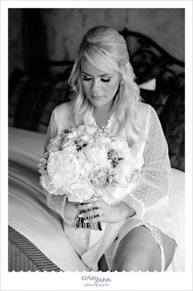 Bride with Bouquet in Black and White