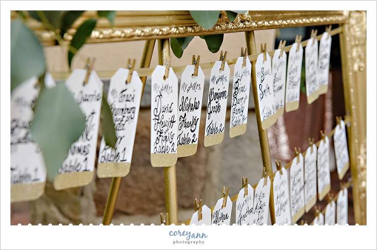 Tags for Escort Cards on Clothesline