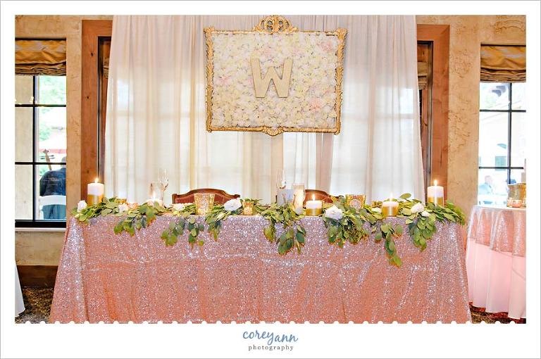 Head Table in Pink and Gold at Gervasi Vineyard