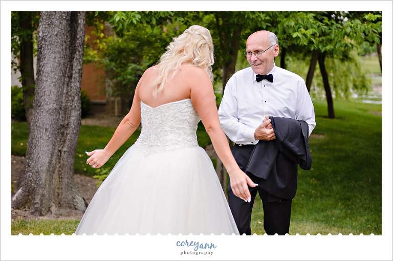 Father Daughter First Look before Wedding in Canton Ohio